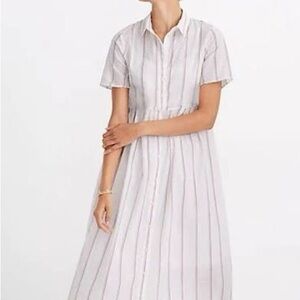 Madewell Stripe Swiss Dot Midi Sundress with Slip